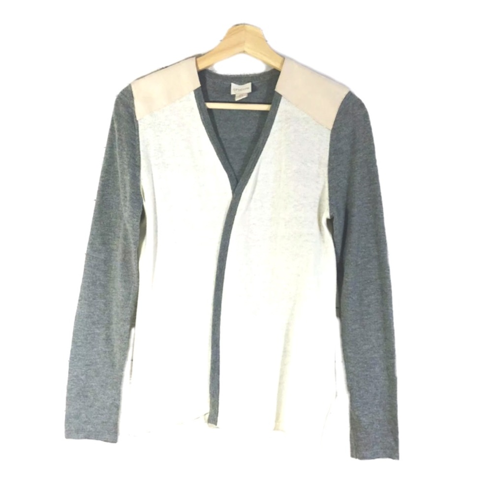 Chicos Colorblock Sweater Cardigan Long Sleeves Open Style Gray Sz S